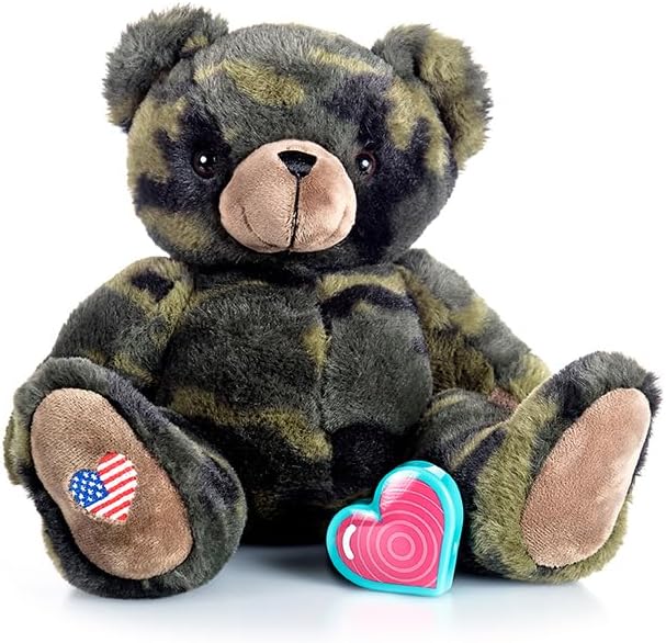 My Baby’s Heartbeat Bear Animal de peluche grabable para reproducción de ultrasonidos y mensajes dulces, revelación de género, oso patriota