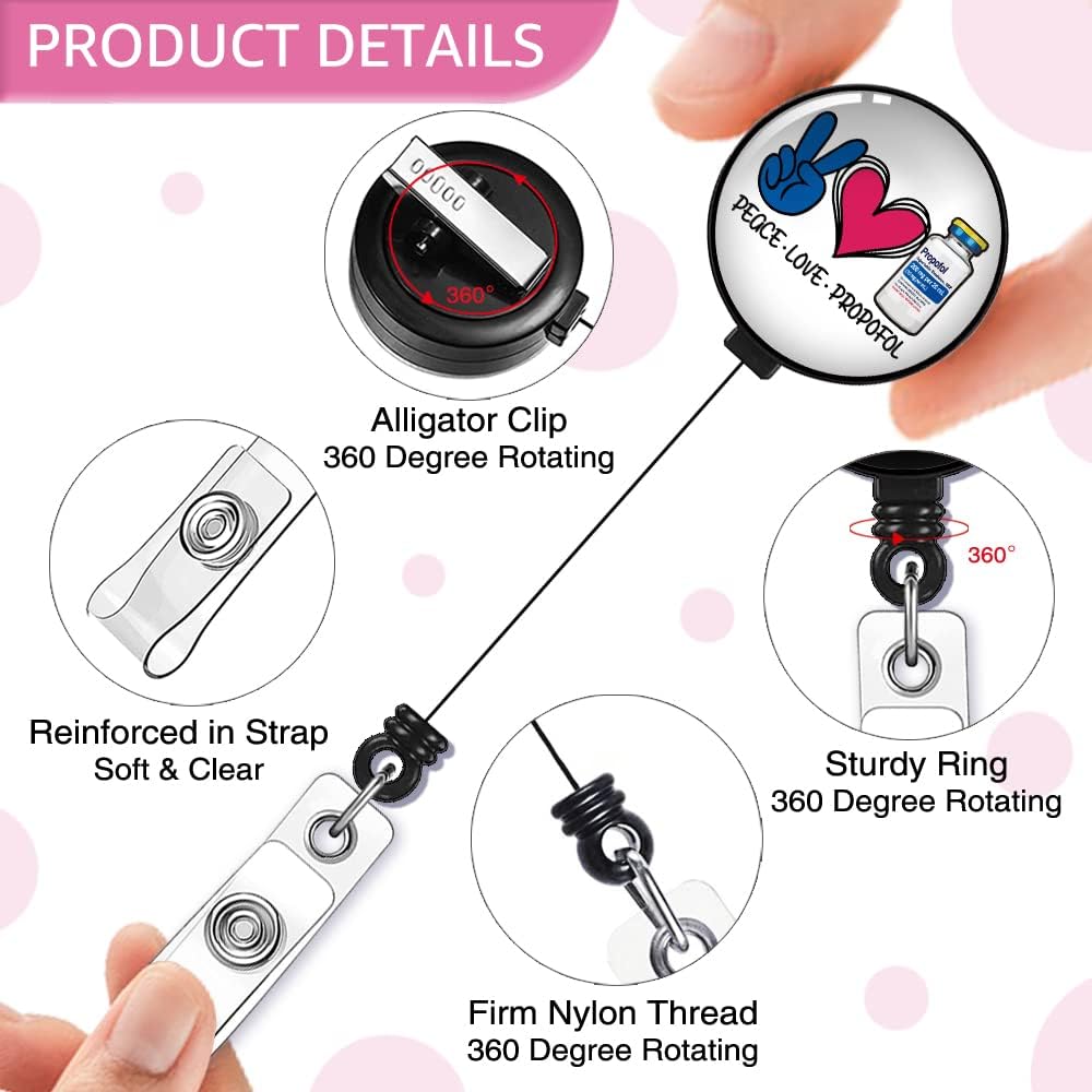Carrete retráctil con clip de cocodrilo, divertido soporte para tarjetas de identificación, regalo para farmacia, enfermera, médico, anestesiólogo,
