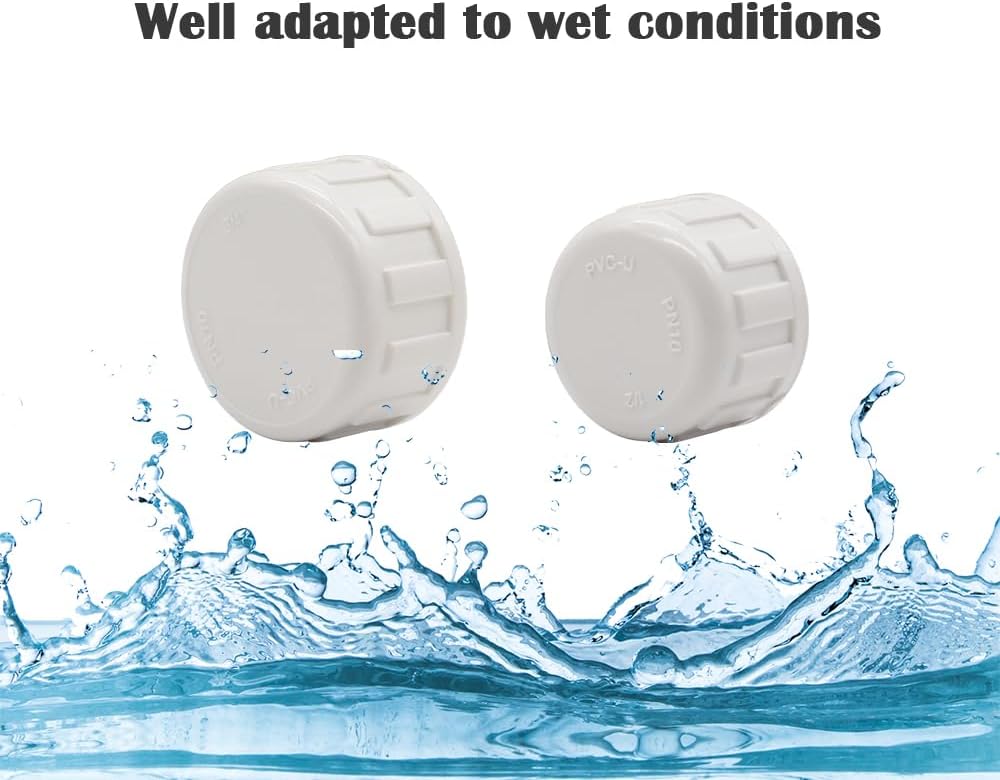 12PCS 34inch PVC Acoplamiento Cap Accesorios de tubería Blanco PVC Tapa de Extremo Adaptador SCH40 Ajuste para 0.75 pulgadas Hembra Rosca Tubos o