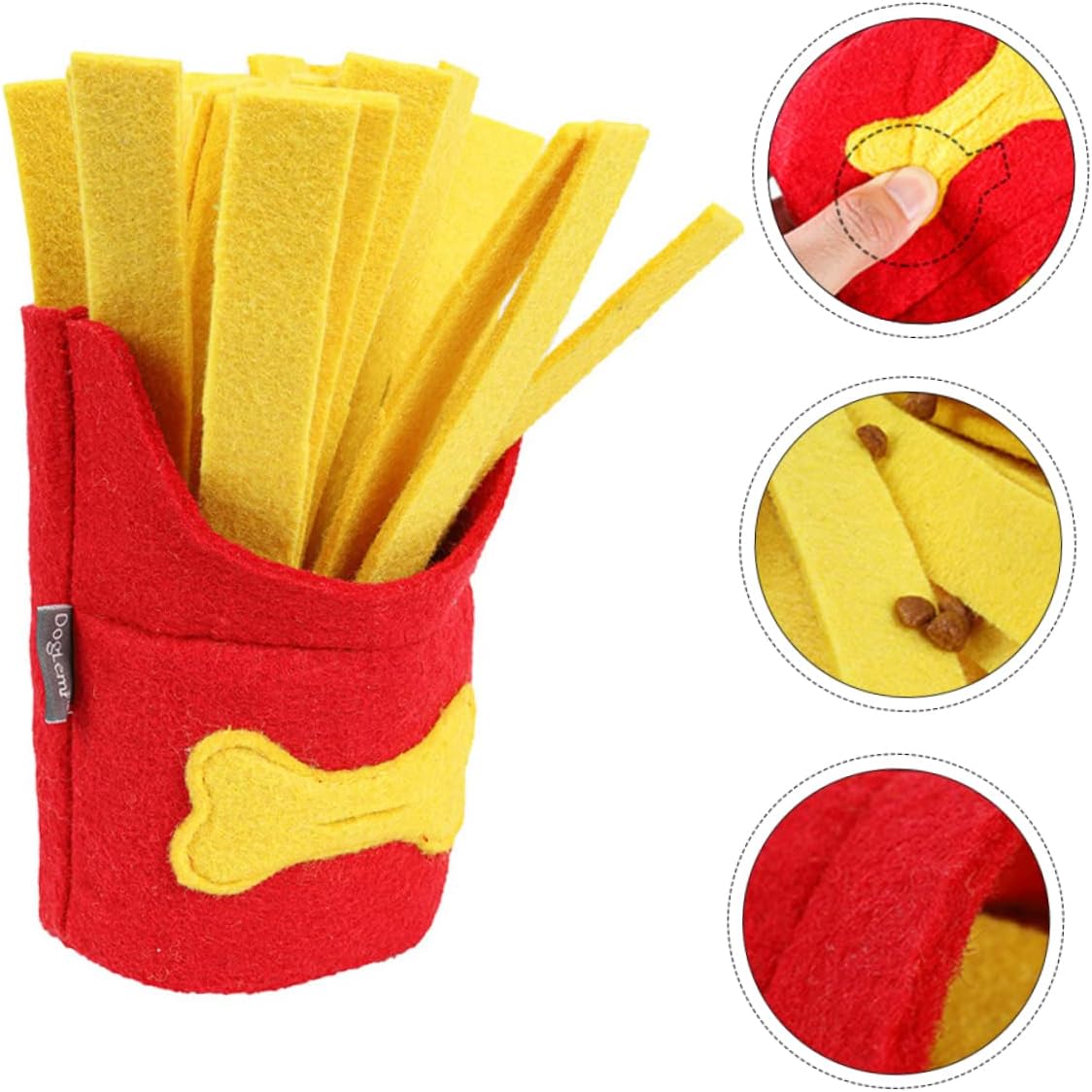 balacoo Juego de comida interactiva en forma de felpa masticable chirriante papas fritas juguetes habilidades ocultar forraje lento para cachorros,