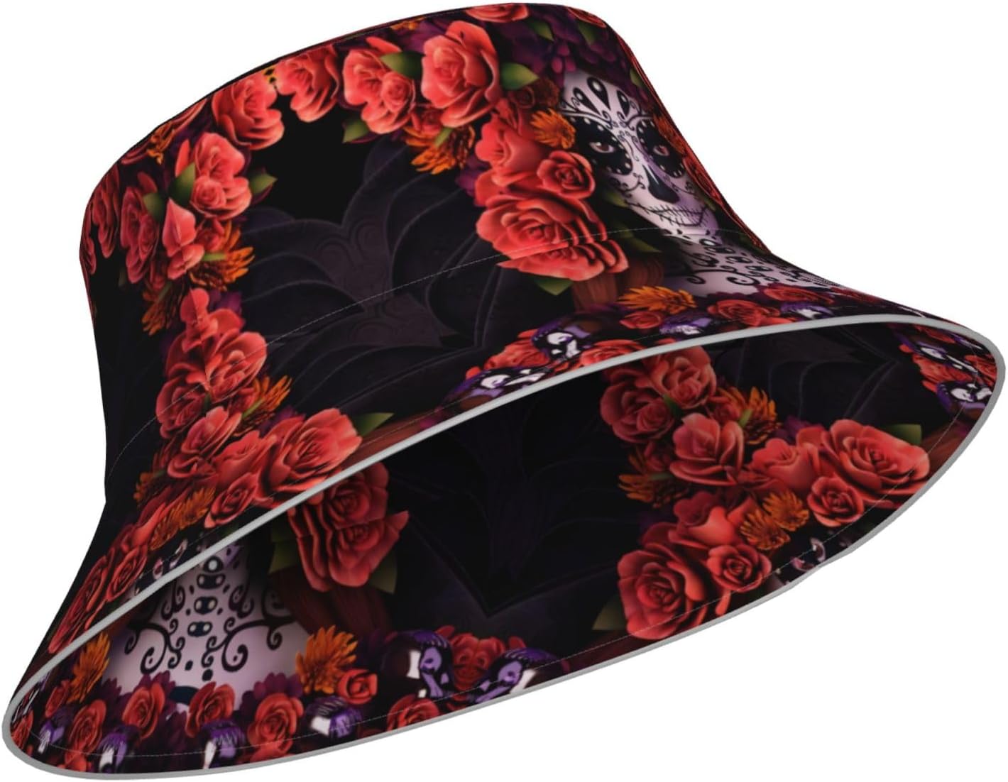 YYHHAOFA Sombrero de pescador reflectante sombrero ligero y transpirable para viajes, senderismo y actividades al aire libre, Día de los Muertos,