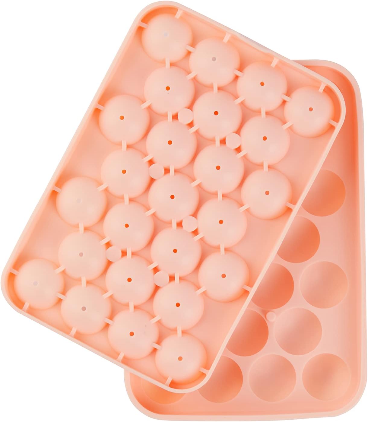 Bandeja redonda para cubitos de hielo, paquete de 2 unidades, silicona libre de BPA, flexible, de fácil liberación, 1.1 pulgadas x 50 moldes para