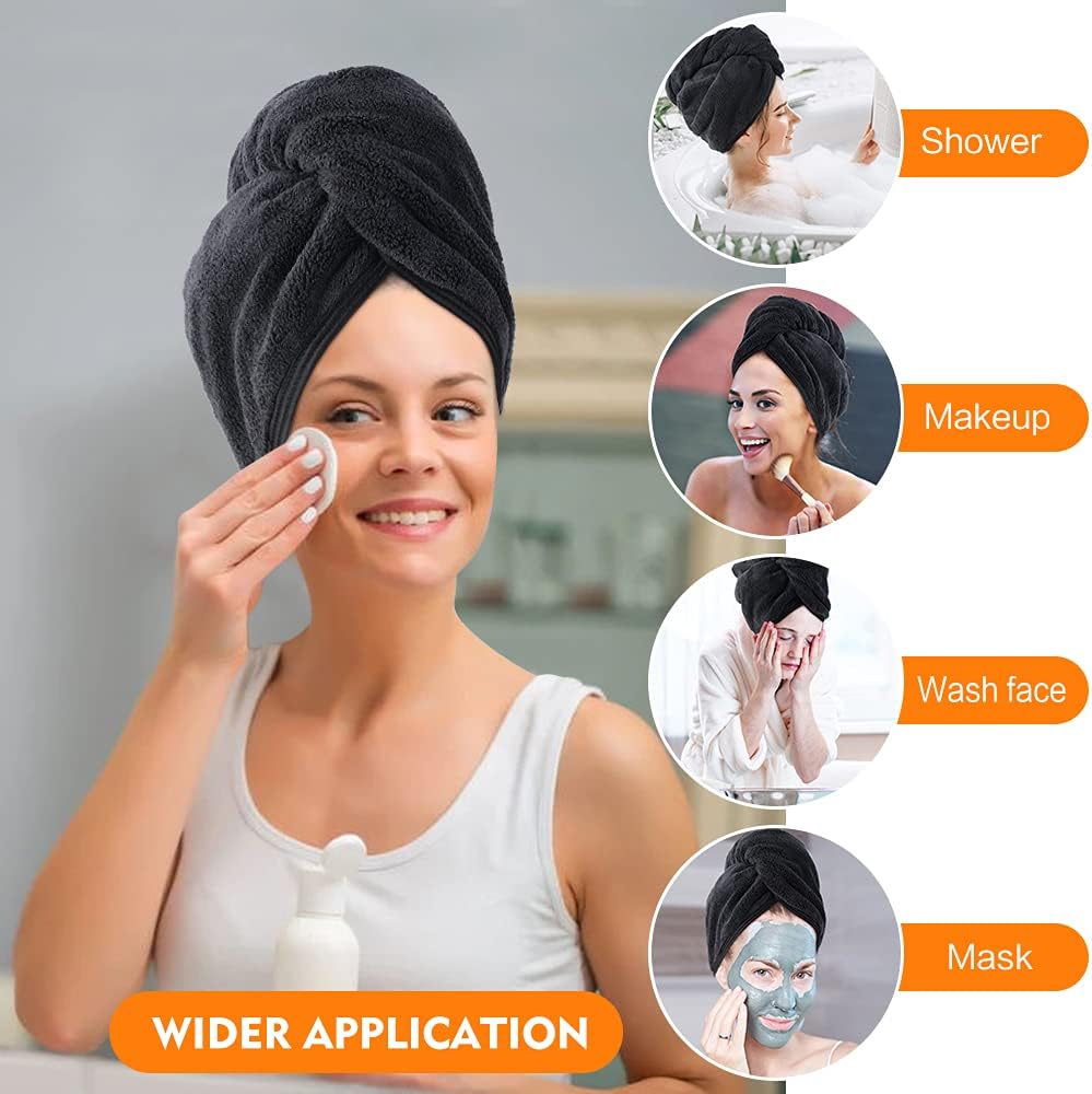 KinHwa Toalla de pelo de secado rápido para mujer, toalla de secado de cabello súper absorbente para cabello rizado, largo y grueso,