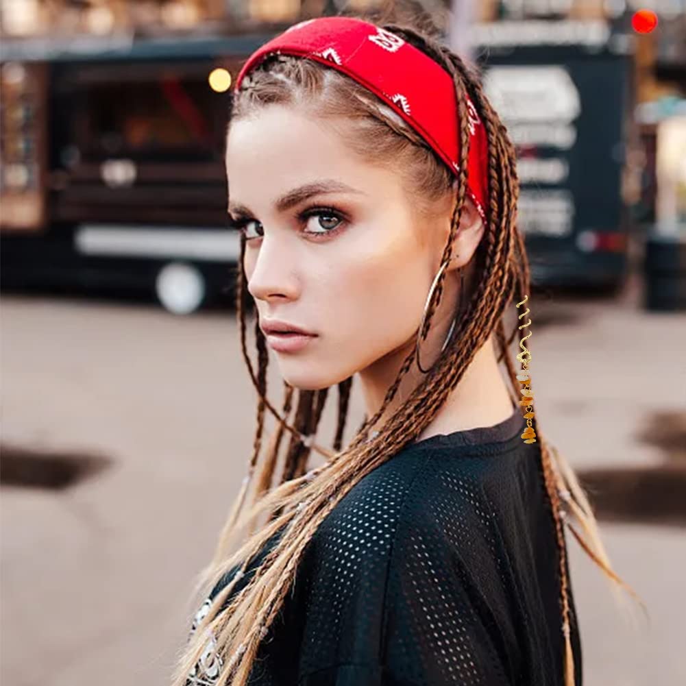 SUPERFINDINGS Pinza para el cabello, 14 piezas de 7 colores trenzas, joyería para el cabello con colgante de piedra natural, joyería de cristal en