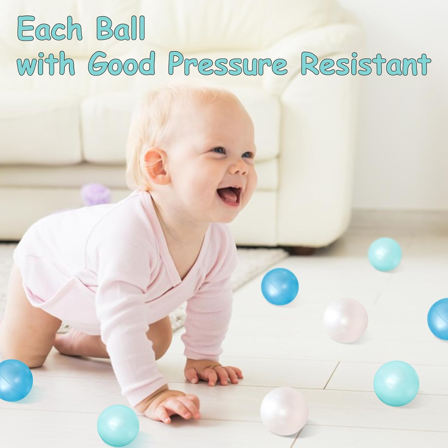 ZLEVEAYN 100 bolas para bolas, a prueba de aplastamiento, colores perlas, sin BPA, no tóxico, bolas de juego de plástico para bebés, niños,