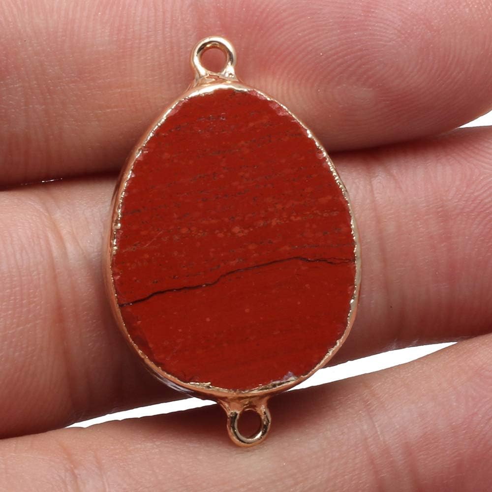 5 conectores de piedra de cuarzo, colgantes de borde chapados en oro natural, dijes de piedra para hacer collares o joyas, Metal