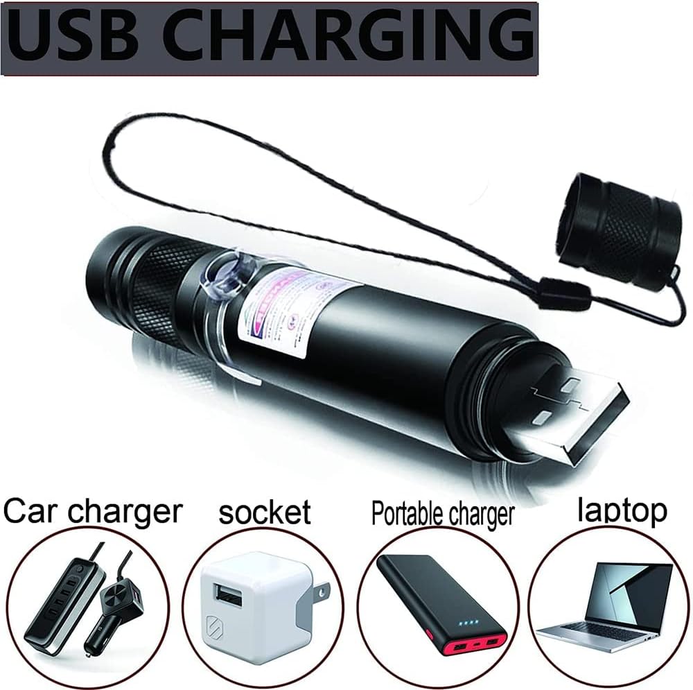 Puntero láser rojo de alta potencia de alta potencia de largo alcance puntero de luz láser fuerte para gatos perros puntero láser recargable de alta