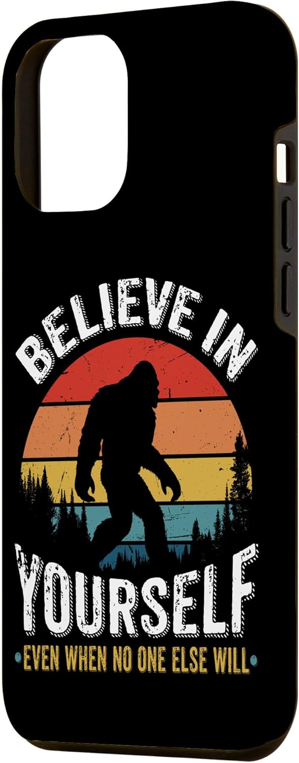 Funda para iPhone 12 Pro Max Believe In Yourself Retro Bigfoot Sasquatch