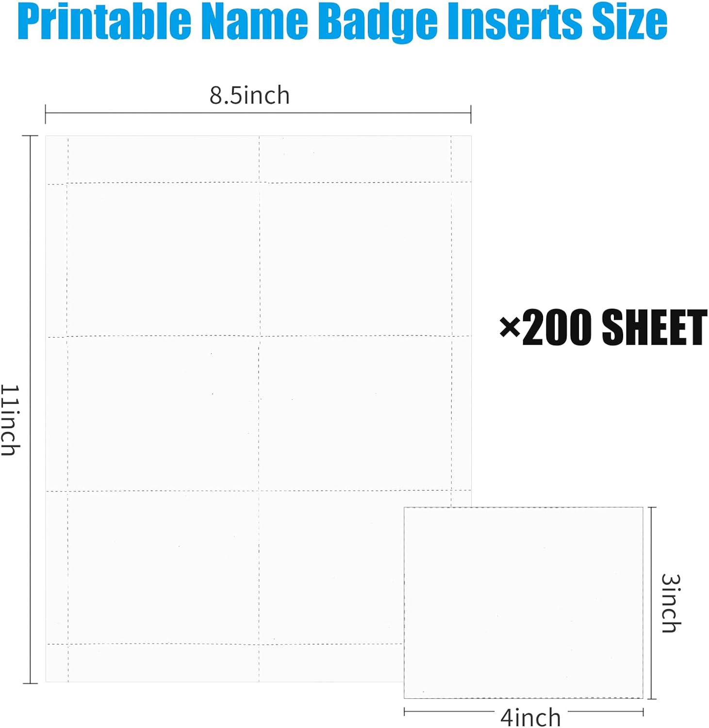 1200 piezas de insertos de insignia de nombre, 4 x 3 pulgadas, insertos imprimibles para tarjetas de repuesto, recambios de tarjetas de impresión o