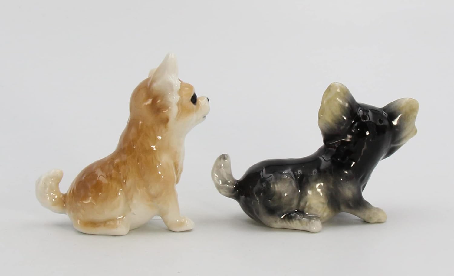 Juego de salero y pimentero de cerámica de porcelana fina para perros Chihuahua, 3-12 pulgadas de largo