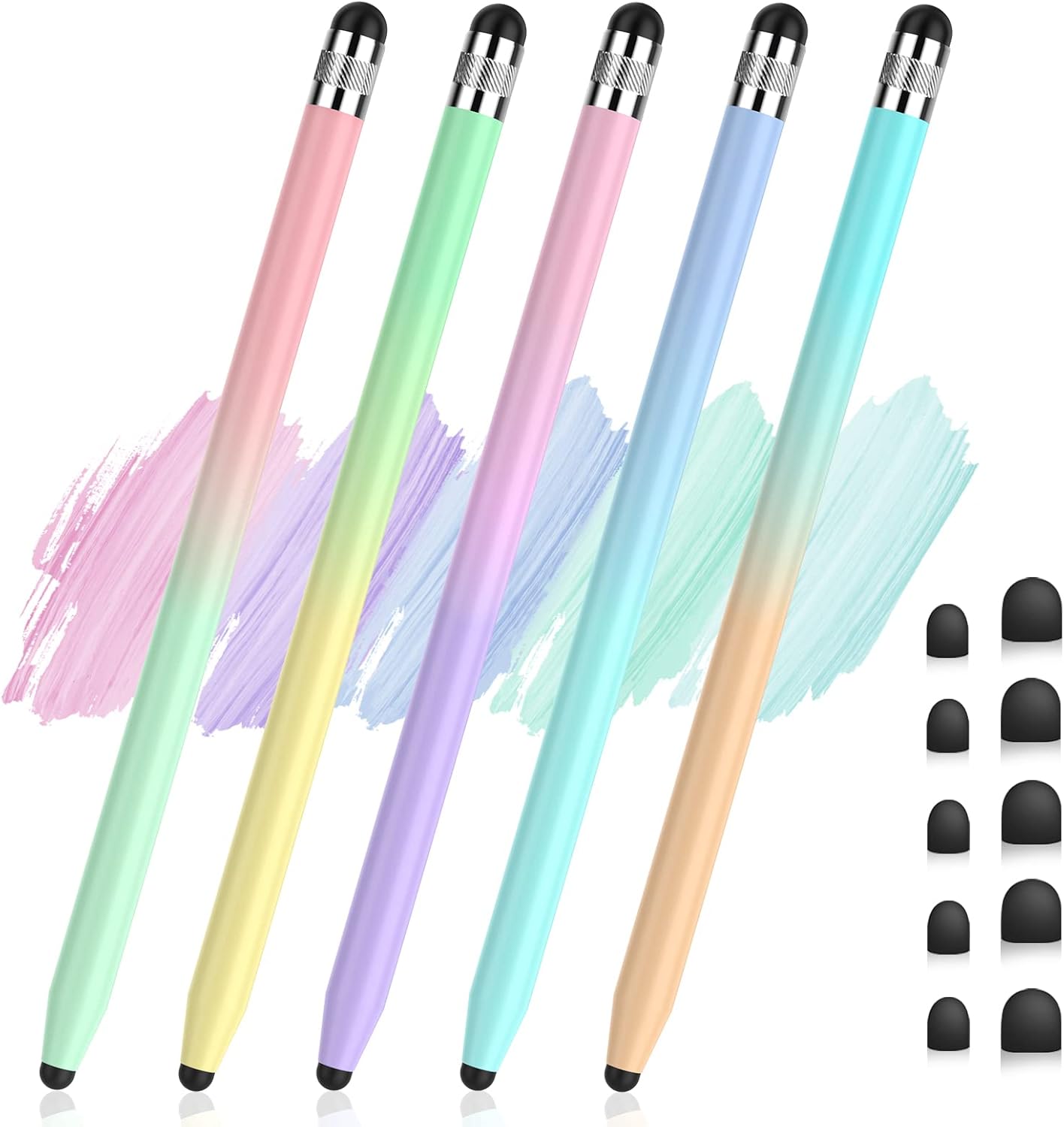 StylusHome Paquete de 5 lápices capacitivos para pantallas táctiles con puntas de goma de repuesto, 20 unidades para iPad, iPhone, Android