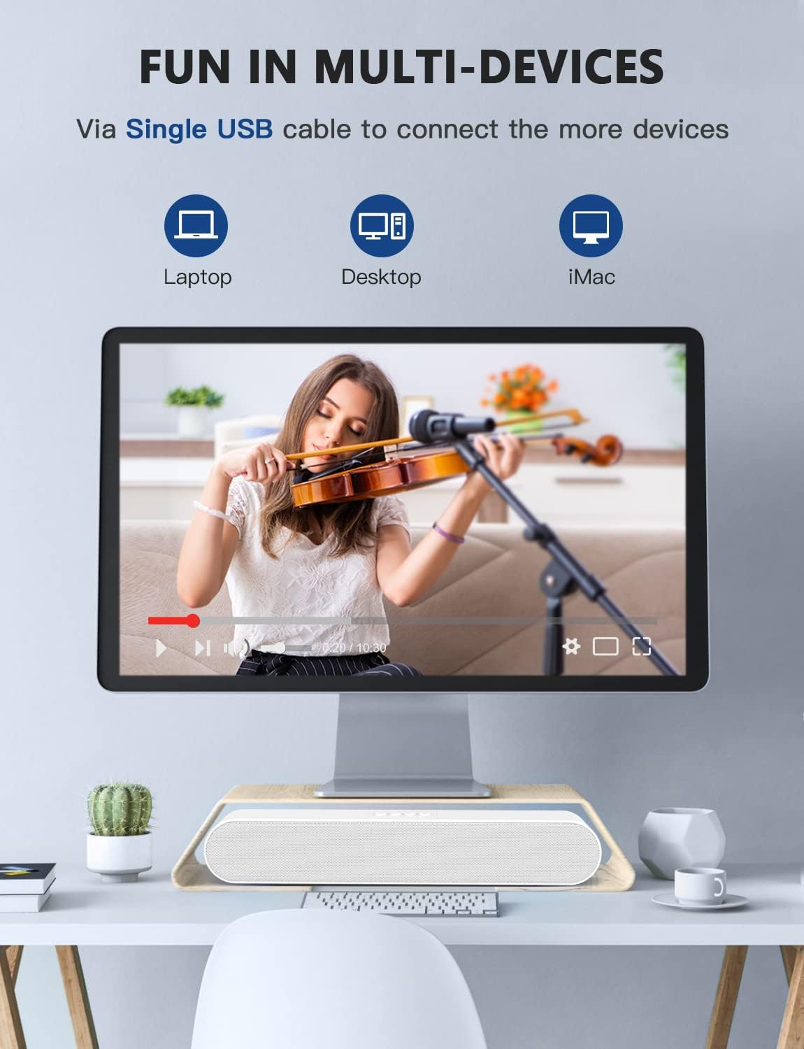 LENRUE Altavoces de computadora, altavoces de PC alimentados por USB para computadora de escritorio portátil, tableta con luces, Plug and Play