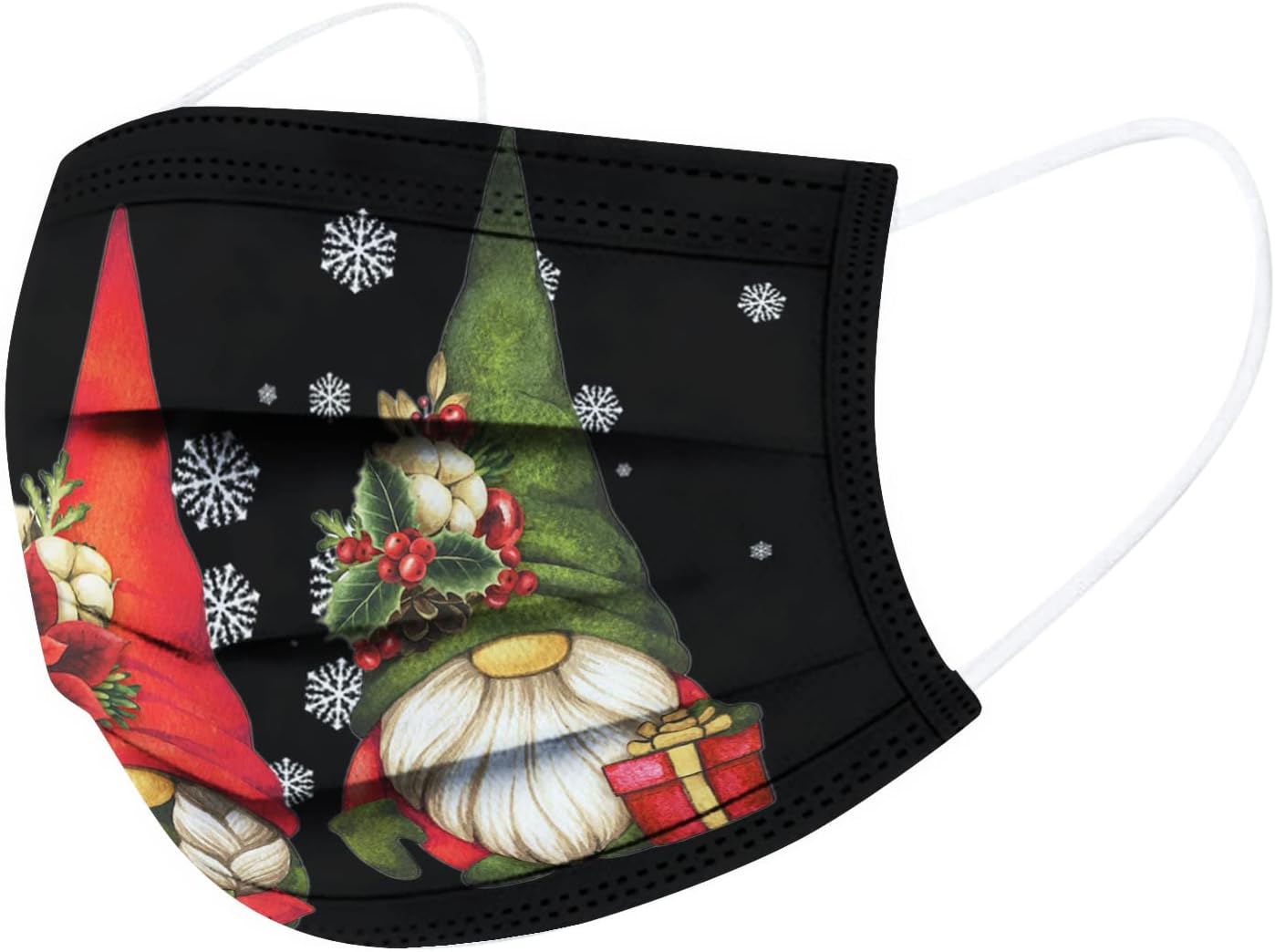 50 mascarillas desechables de Navidad para adultos, 3 capas, transpirables, protectoras, desechables, con diseño de ciervo de Papá Noel