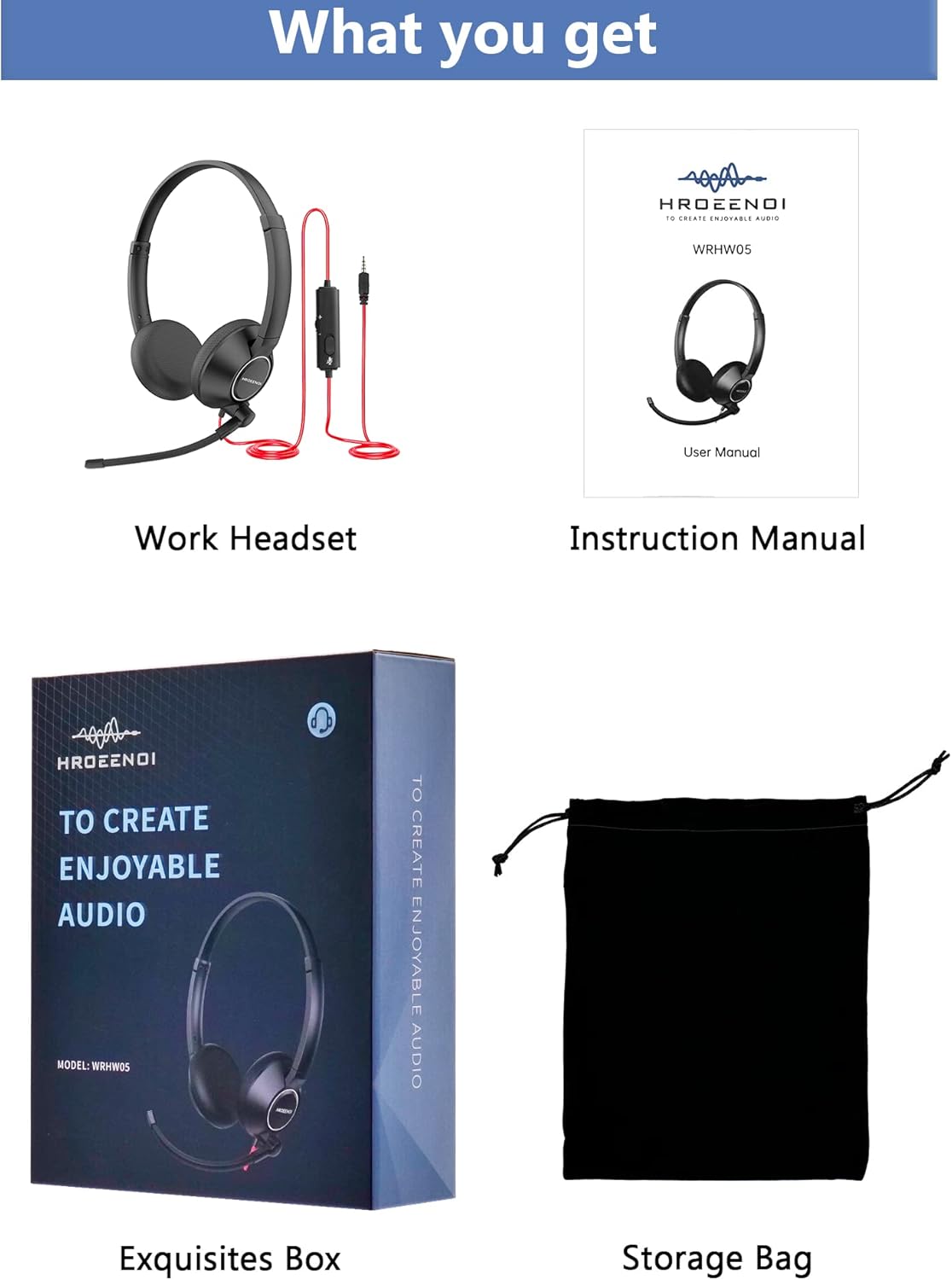 HROEENOI Auriculares con cancelación de ruido con micrófono para PC y portátil, conector de 0.138 in, auriculares con cable para trabajo, zoom,