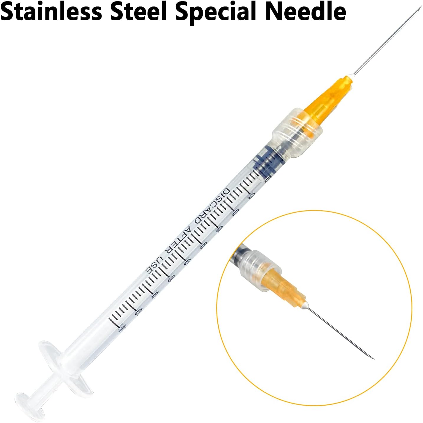 Paquete de 50 jeringas Luer Lock de 0.0 fl oz con agujas de 25Ga, jeringas y agujas de plástico desechables de embalaje individual para laboratorios