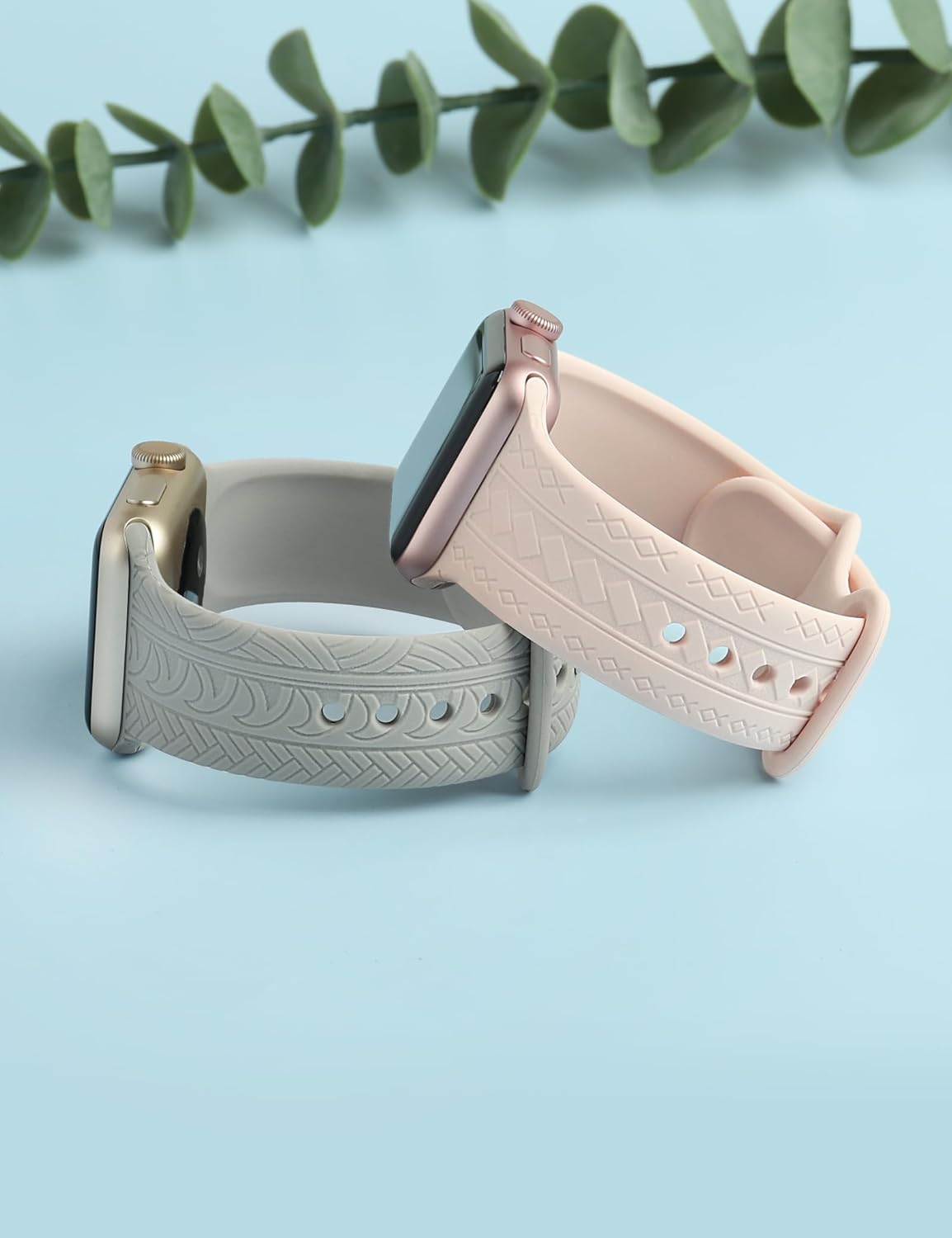 Paquete de 2 correas clásicas grabadas con patrón original compatibles con Apple Watch Band de 1.496 pulgadas, 1.575 pulgadas, 1.614 pulgadas, 1.654