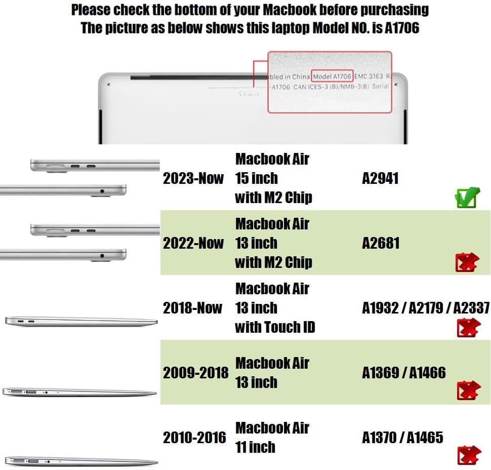 Se7enline Funda compatible con MacBook Air de 15 pulgadas 2023 M2 para el modelo A2941 de 15.3 pulgadas, acabado mate, carcasa rígida para