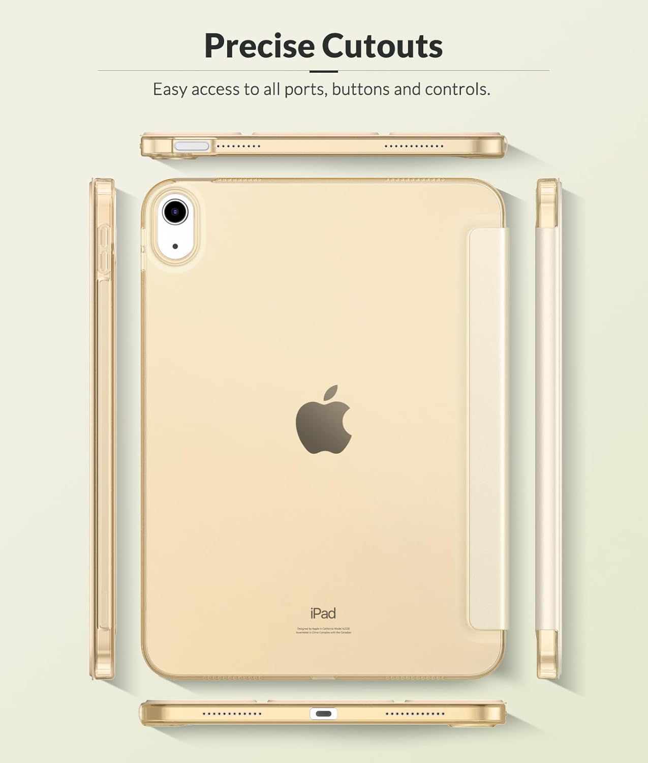 MoKo Funda para iPad de 10 generación 2022, iPad 10.9 con cubierta trasera de TPU suave translúcido esmerilado, funda delgada con función de