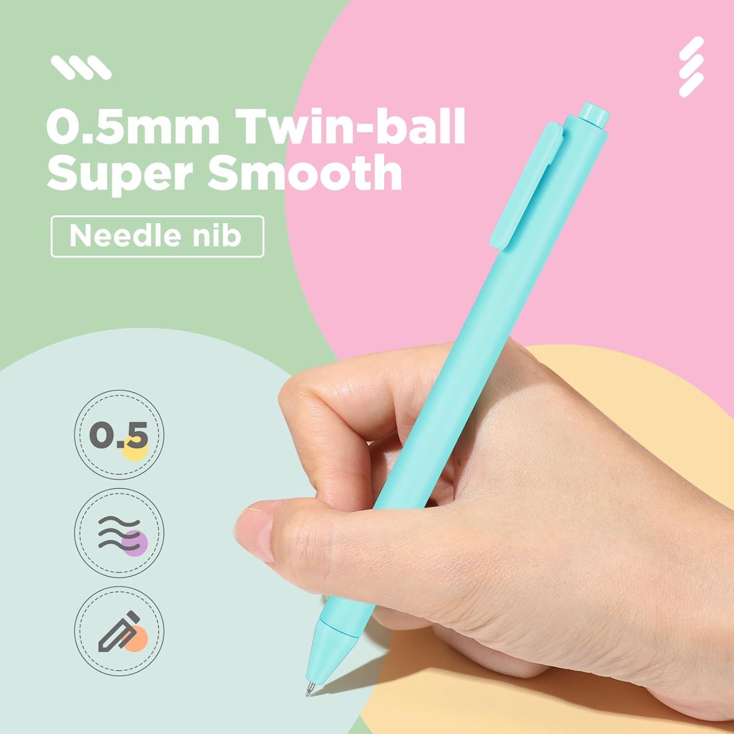 Cholemy 24 bolígrafos de gel retráctiles de secado rápido, tinta de gel de 0.020 in, tinta negra, punta fina, agarre cómodo, escritura suave, para