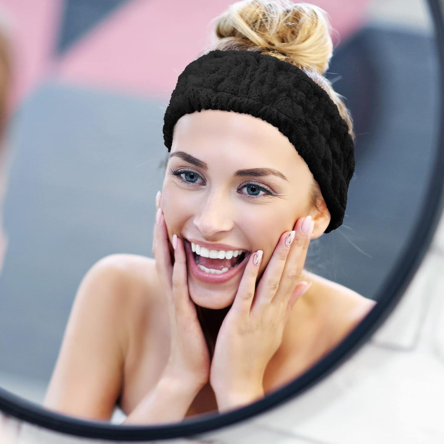 Chuangdi Diadema facial de spa de 3 piezas para maquillaje y lavado de cara, diadema de tela de rizo para yoga, deportes, ducha, facial, banda