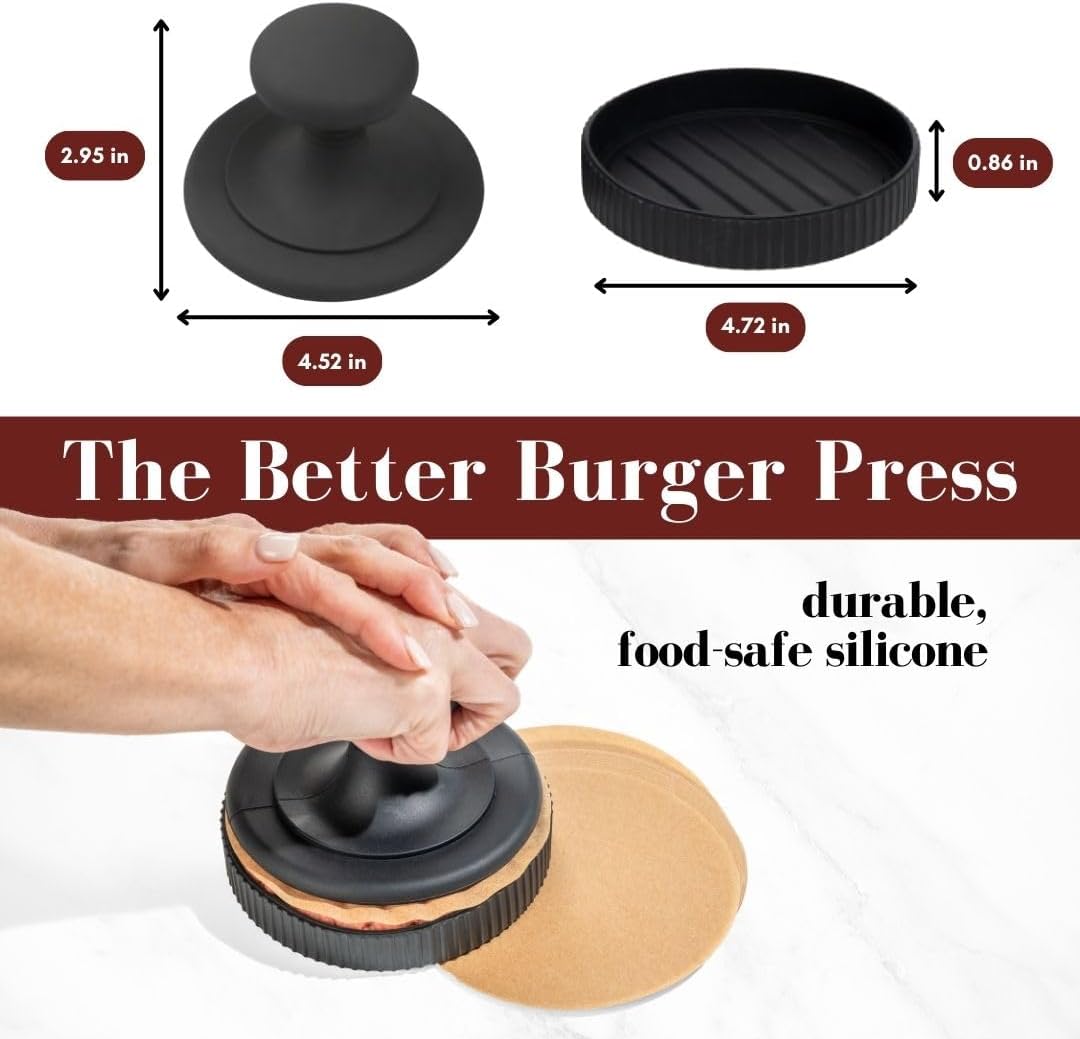 Hamburguesa Prensa para hacer hamburguesas con 100 papeles sin blanquear, prensa de hamburguesa para hamburguesas perfectas de 4.5-6 pulgadas, molde