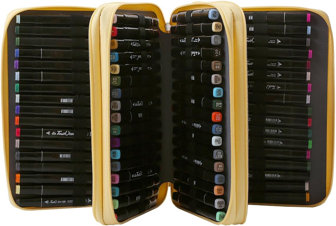 Lbxgap Estuche de marcador de gran capacidad con 102 ranuras, organizador de lápiz labial con práctico soporte portátil multicapa para marcador,