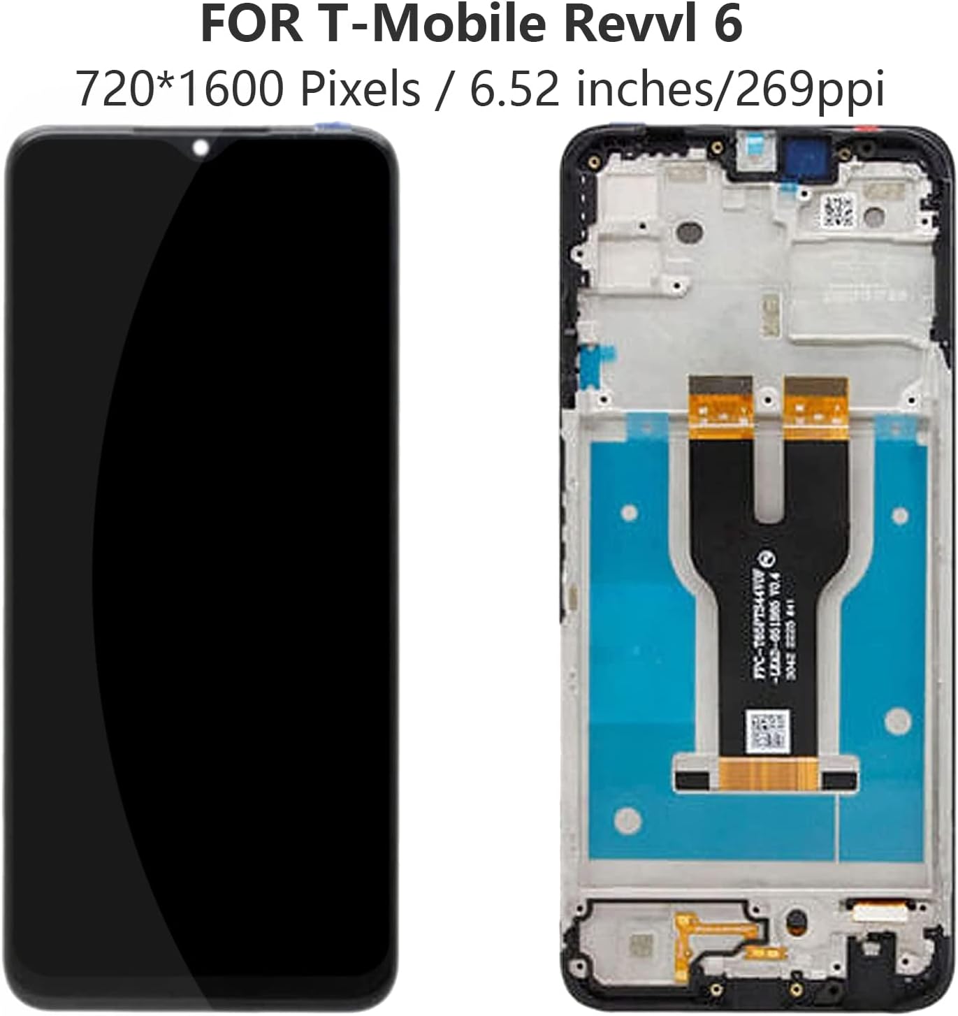 T-Mobile REVVL 6 pantalla de repuesto para teléfono T 5G pantalla LCD TMAF025G pantalla LCD táctil digitalizador kit de pieza de reparación (negro