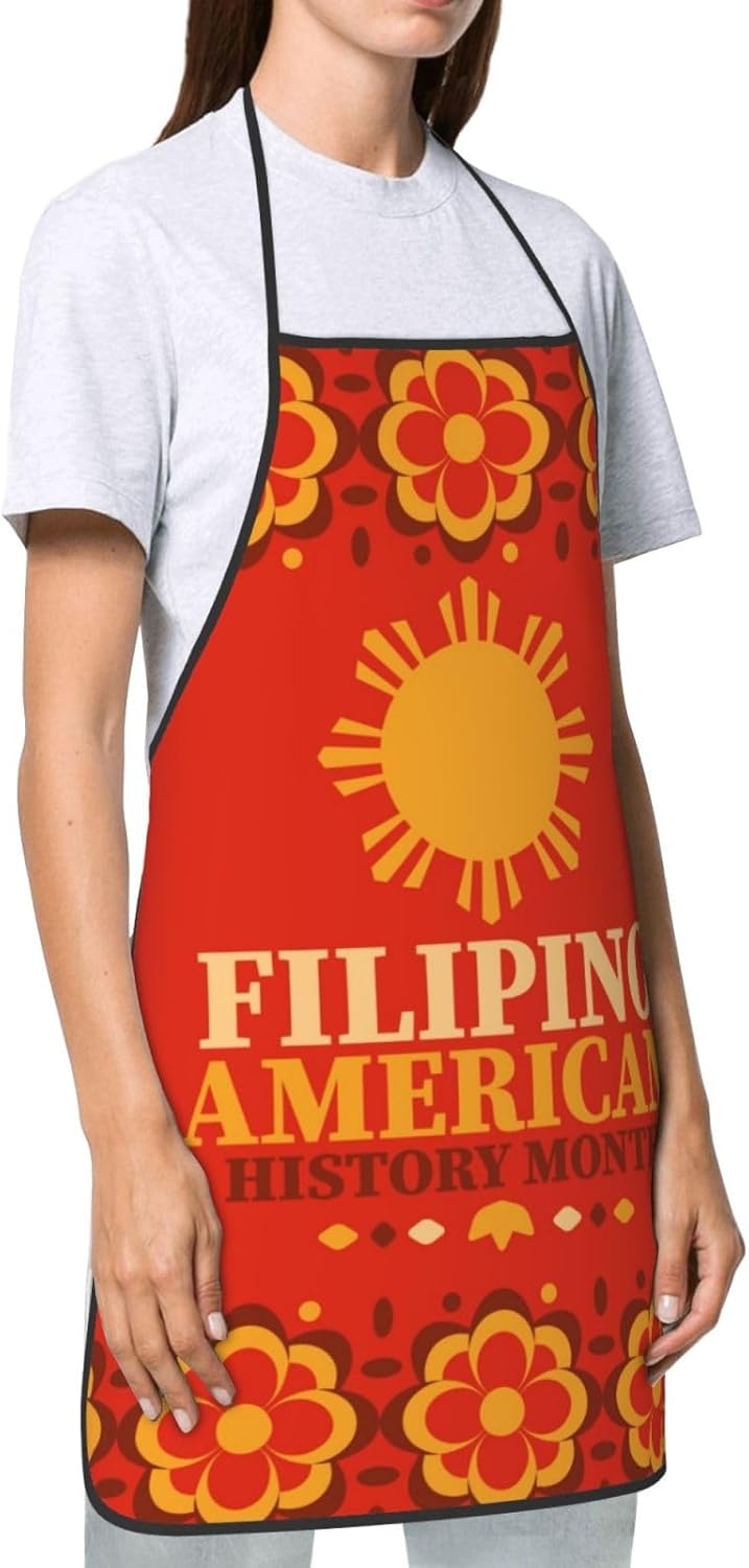 Delantal del Mes de la Herencia Americana Filipina para mujeres y hombres, para hornear a la parrilla, jardinería, cocina, aseo, barbacoa, cocina,