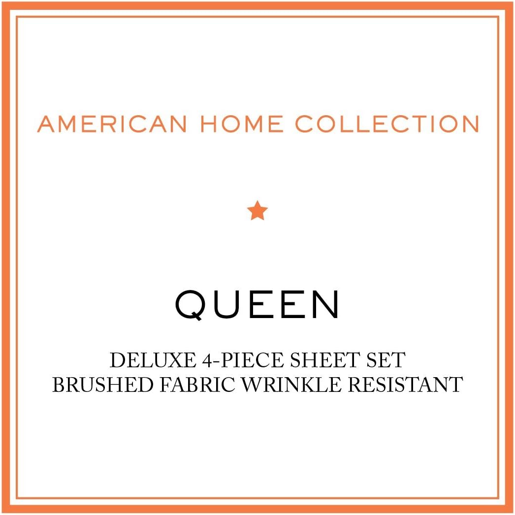American Home Collection Juego de sábanas de 4 piezas tamaño Queen, microfibra extrasuave, transpirable, resistente a las arrugas y a la