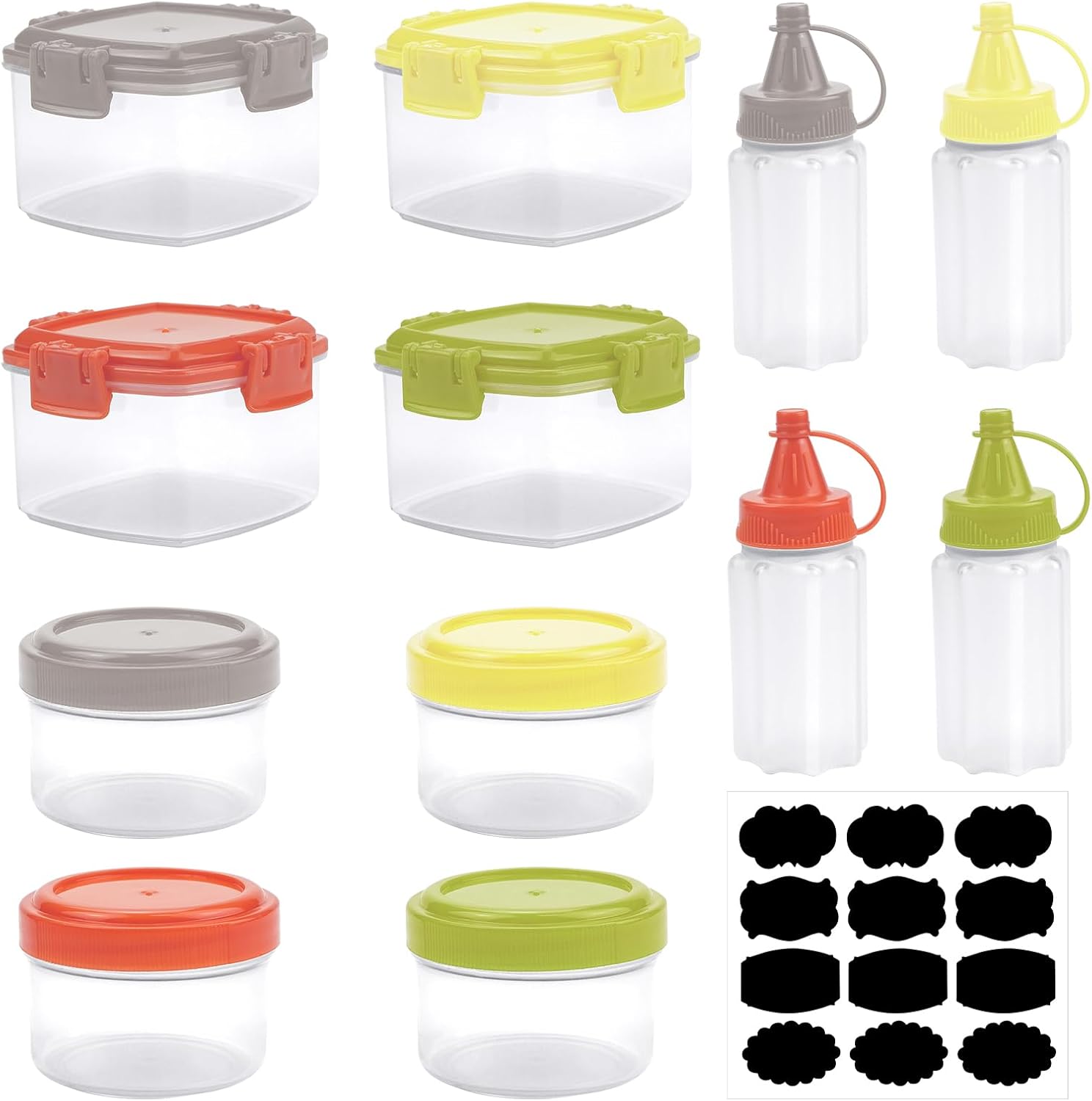 12 unidades de mini botellas de plástico para exprimir salsas, cajas de condimentos pequeños para condimentos, recipientes para aderezos de ensalada