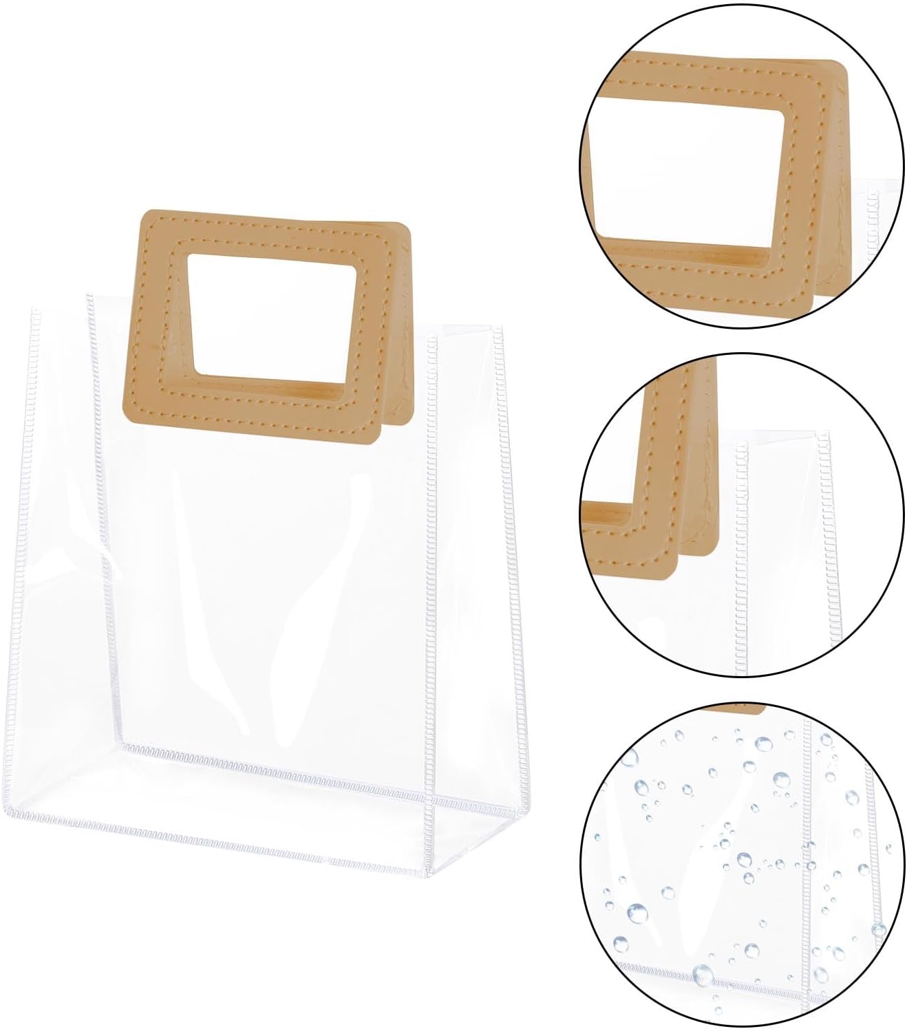 Yolyoo Paquete de 15 bolsas de regalo transparentes con asas blancas, bolsas de plástico de PVC transparentes para envolver regalos, bolsas de