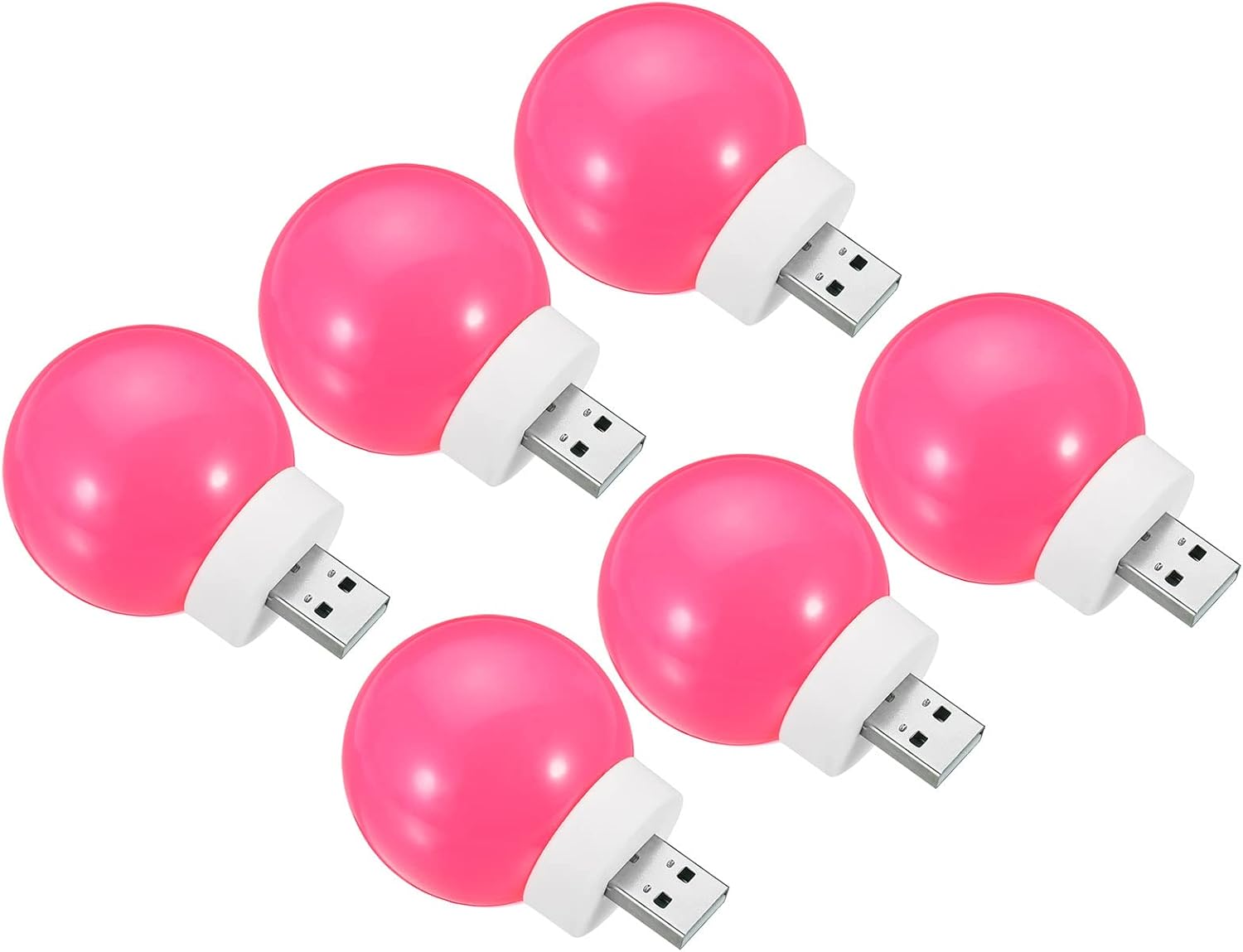 PATIKIL Luces nocturnas USB, paquete de 6 mini bombillas LED portátiles enchufables de 1 W, luz ambiental compacta, luz USB para el hogar, baño,