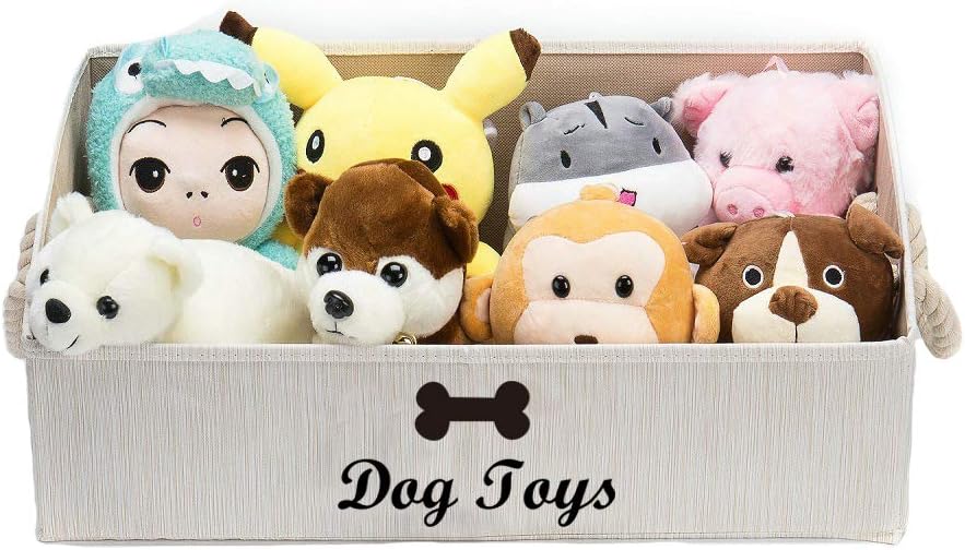 Geyecete Contenedores de almacenamiento grandes para perros, cajas organizadoras trapezoidales plegables de tela con mango de cuerda de tejido,
