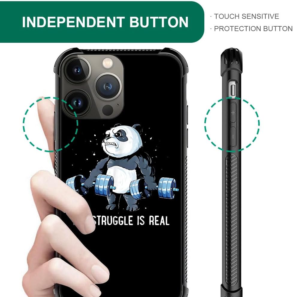 CARLOCA Funda compatible con iPhone 15 Pro Max, funda con diseño de panda On Swole para iPhone 15 Pro Max, ultra protección, a prueba de golpes, de