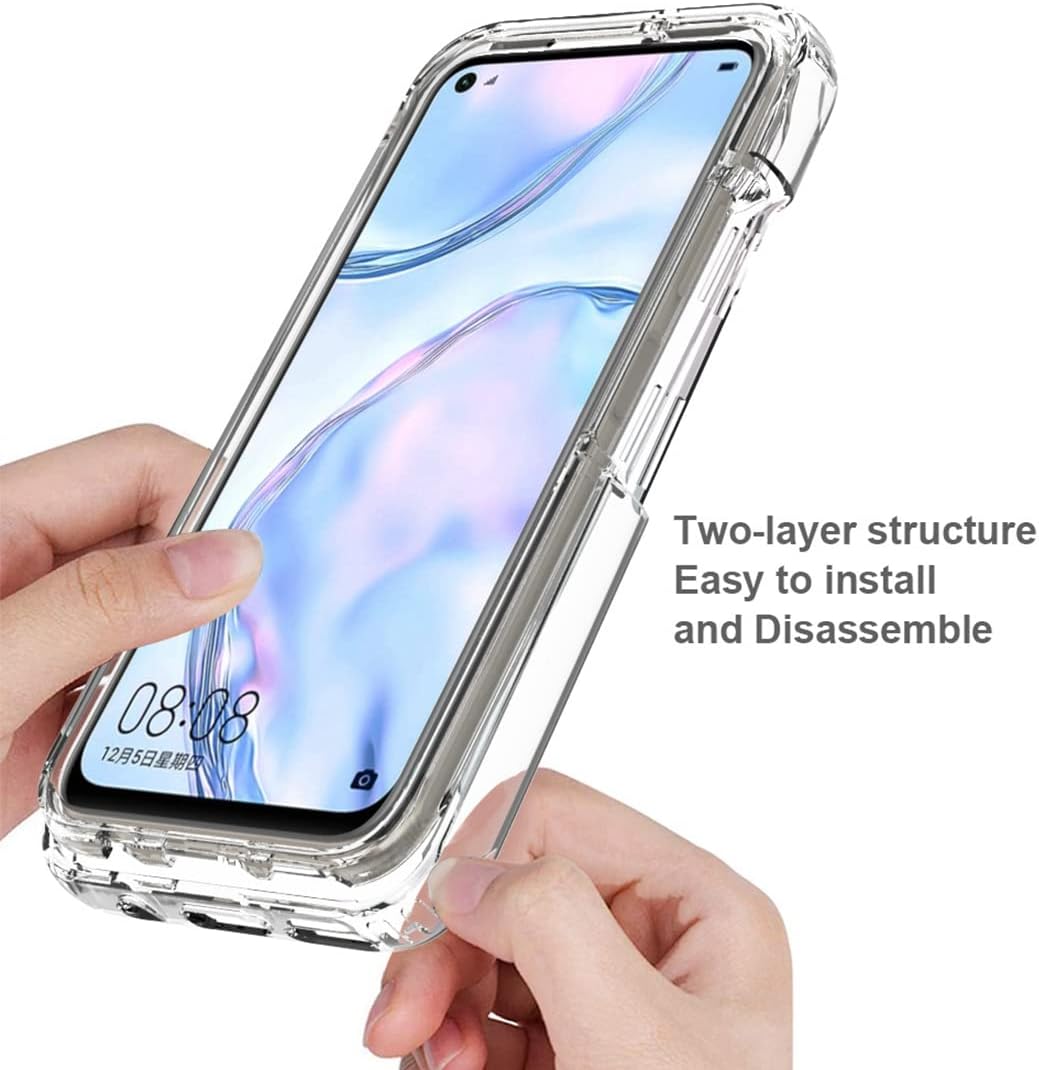 Bohefo Funda transparente compatible con P40 Lite 4GNova 6 SENova 7i JNY-L21A con protector de pantalla de vidrio templado, bonito protector de