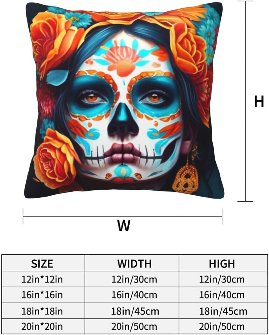 2 fundas de almohada del Día de los Muertos, fundas de almohada decorativas para mujer, diseño de calavera mexicana, funda de cojín cuadrada para