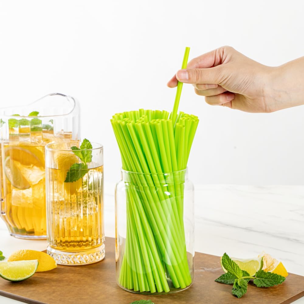Restaurantware Basic Nature – Pajitas desechables de 8.3 pulgadas, 100 pajitas sostenibles, resistentes que no alteran los sabores, pajitas verdes