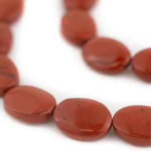 TheBeadChest – Cuentas ovaladas planas de jaspe rojo de 0.591 x 0.472in, piedra preciosa de 19.5 pulgadas TheBeadChest – Cuentas ovaladas planas de jaspe rojo de 0.591 x 0.472in, piedra preciosa de 19.5 pulgadas