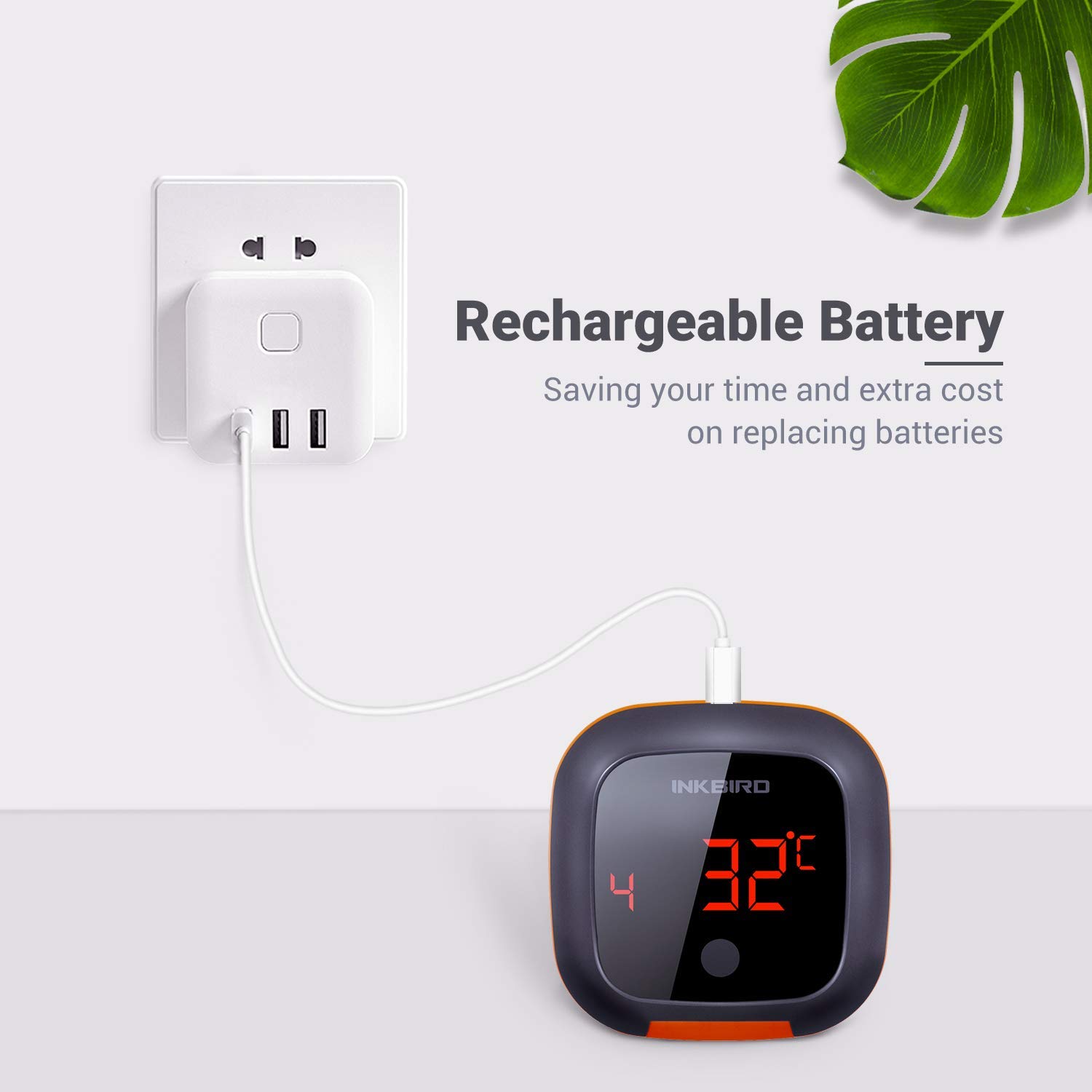 Inkbird Termómetro para parrilla, termómetro para ahumar Bluetooth, termómetro digital de barbacoa con 150 pies, alarma y temporizador, termómetro