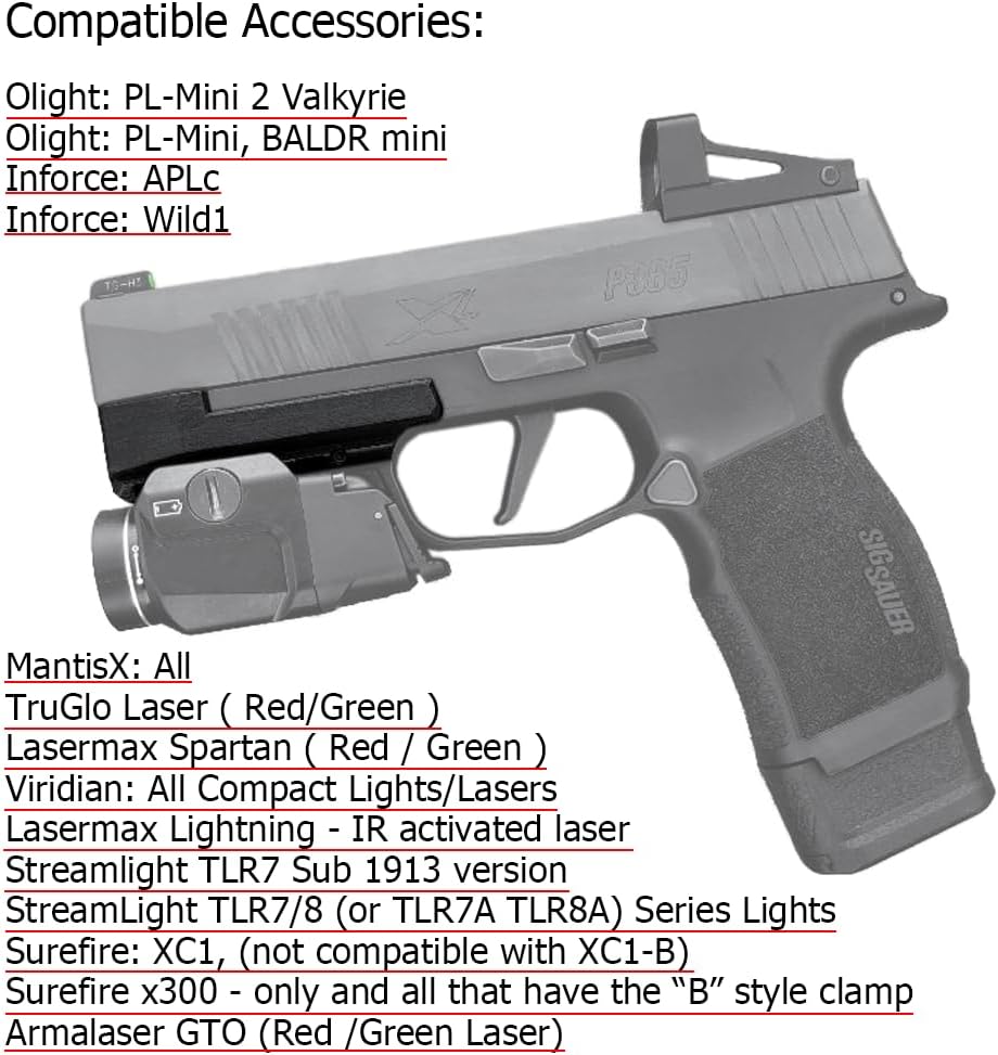 Zzhununt Adaptador de riel de aplicación Sig P365XL Picatinny de 4 ranuras para Sig P365XL Wilson Combat P365 XL Negro