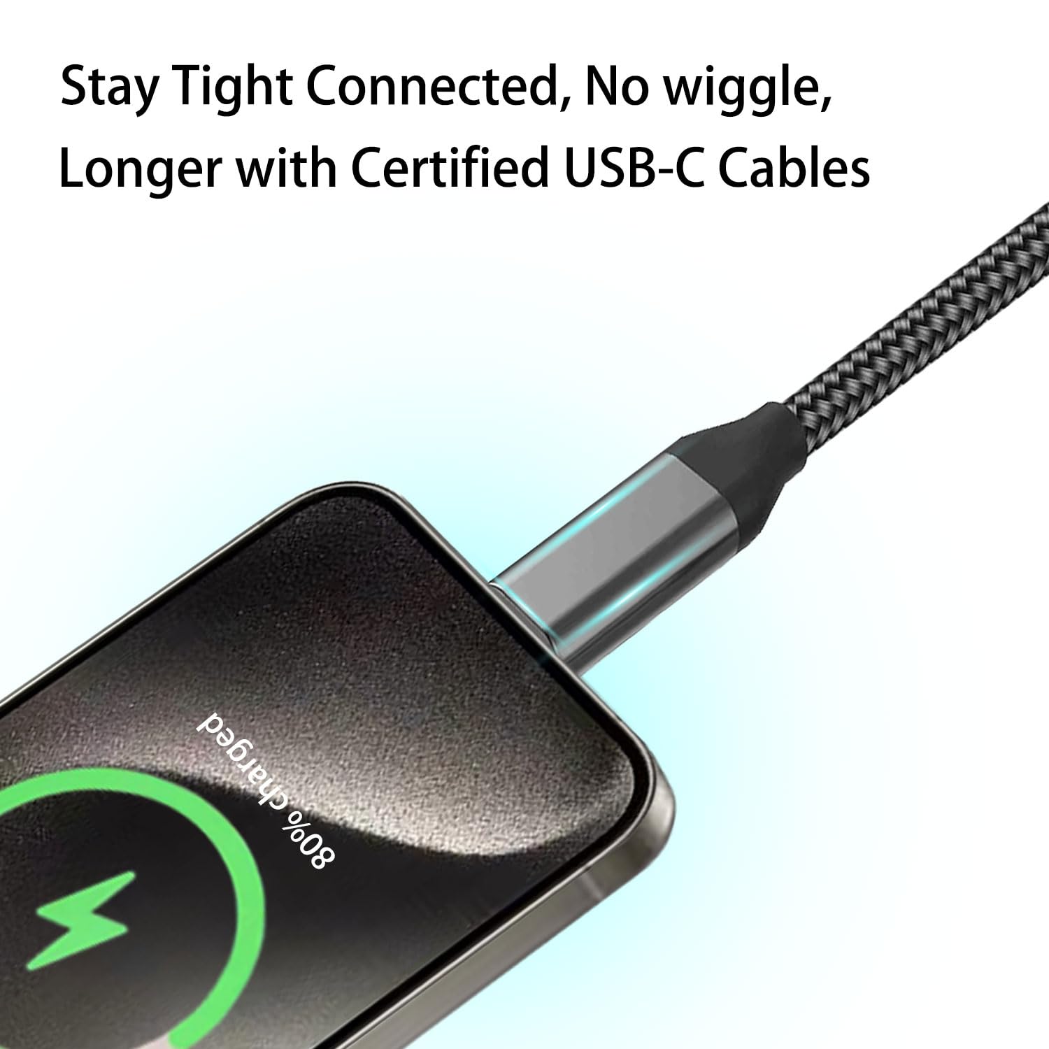 Paquete de 2 cables USB C de 10 pies, carga iPhone 15 16 Pro Max, iPad Pro, carga rápida, cable de nailon para Samsung Galaxy S24 S23 S22 S21 S20
