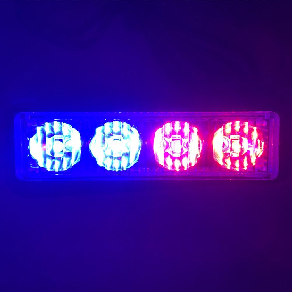 2 luces estroboscópicas de emergencia de 4 LED para camiones de 12-24 V, luz intermitente de advertencia de montaje en superficie, barra de luz de