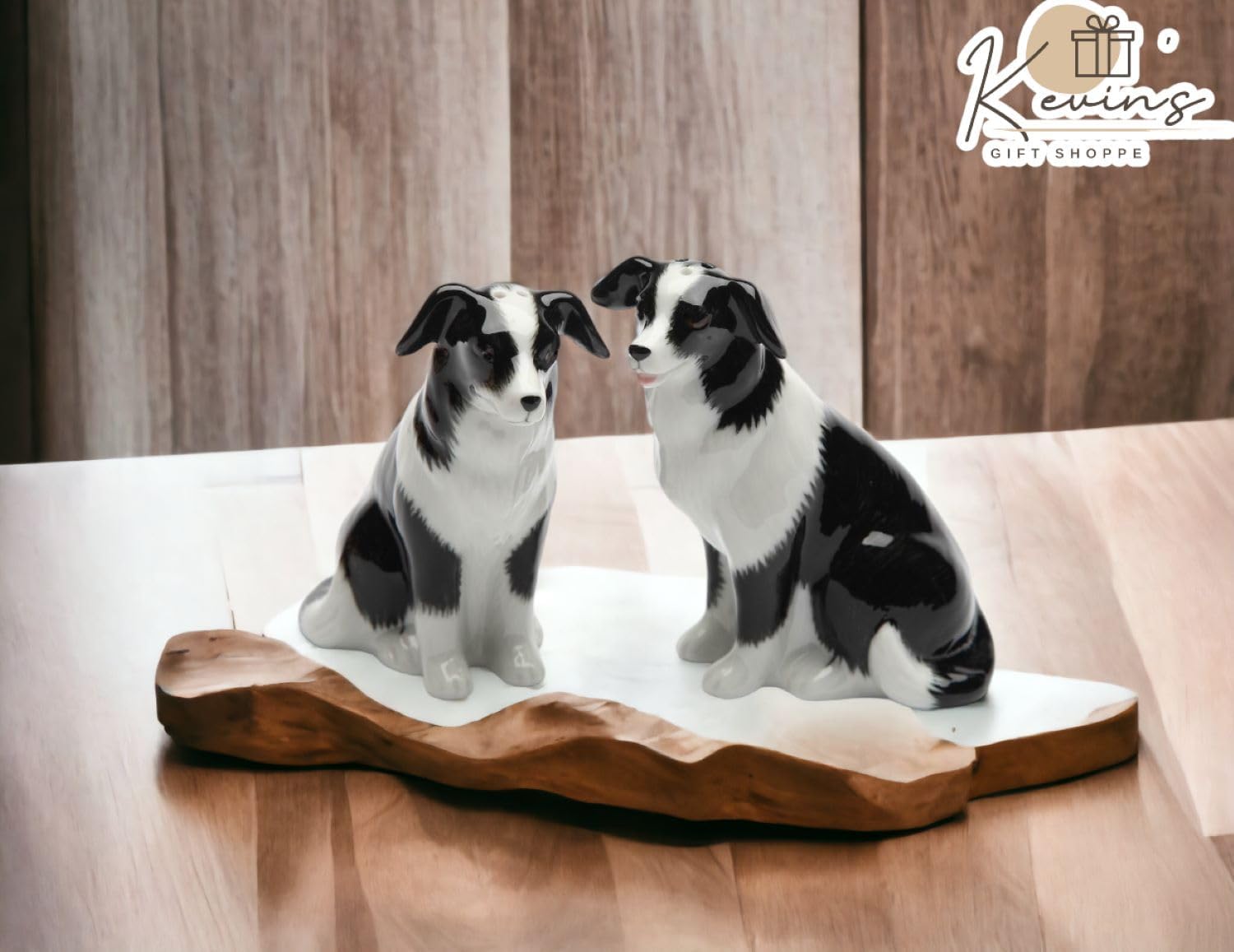 20870 Juego de salero y pimentero de porcelana fina Border Collie, 3-38 pulgadas