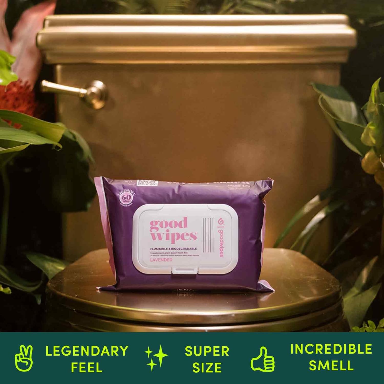 Goodwipes Toallitas desechables para glúteos hechas con botánicos calmantes y aloe – Dispensador de toallitas húmedas suave y suave para uso