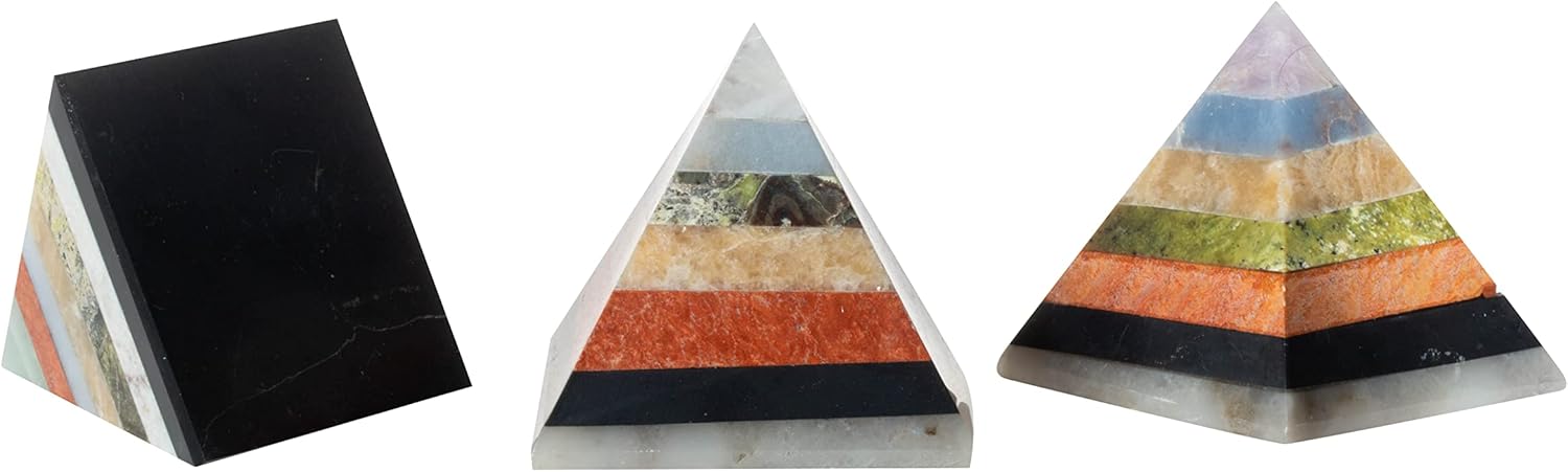 The Chrysalis Stone Pirámide Inca multicolor de 7 capas  Tamaño 2.25 x 2 pulgadas  1 pieza  Cristales y piedras curativas, decoración de habitación,