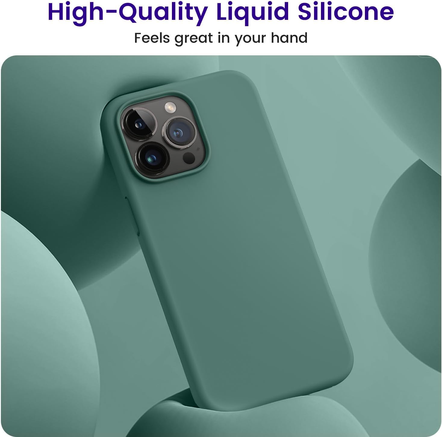 OTOFLY Compatible con iPhone 15 Pro Max, funda delgada de silicona a prueba de golpes para iPhone 15 ProMax (6.7 pulgadas) (verde pino)