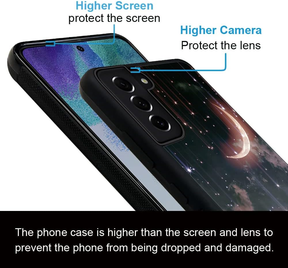 ZHEGAILIAN Funda compatible con Samsung Galaxy S21 Fe, Crescent Nebula Galaxy S21 FE para niñas, funda protectora antideslizante de TPU suave a