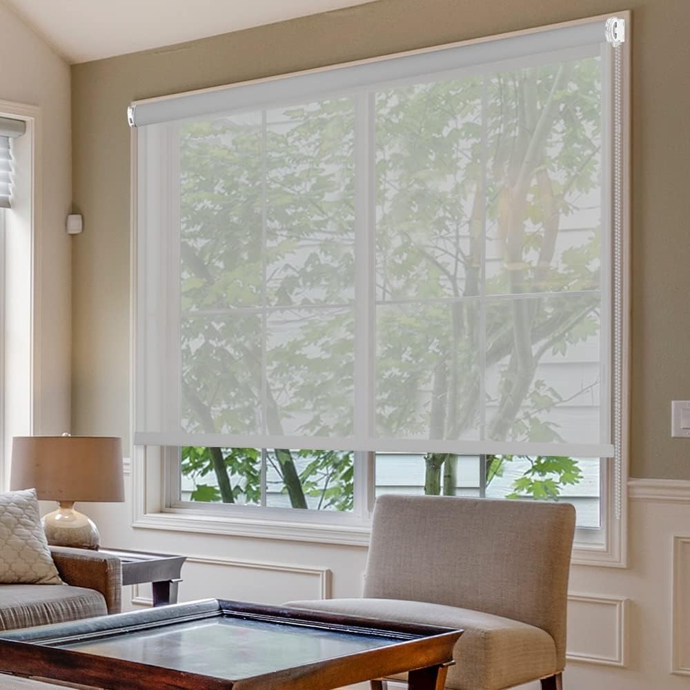 Persianas enrollables semitraslúcidas con filtro de luz, pantalla solar con 5% de apertura, persianas enrollables con protección UV para ventanas,