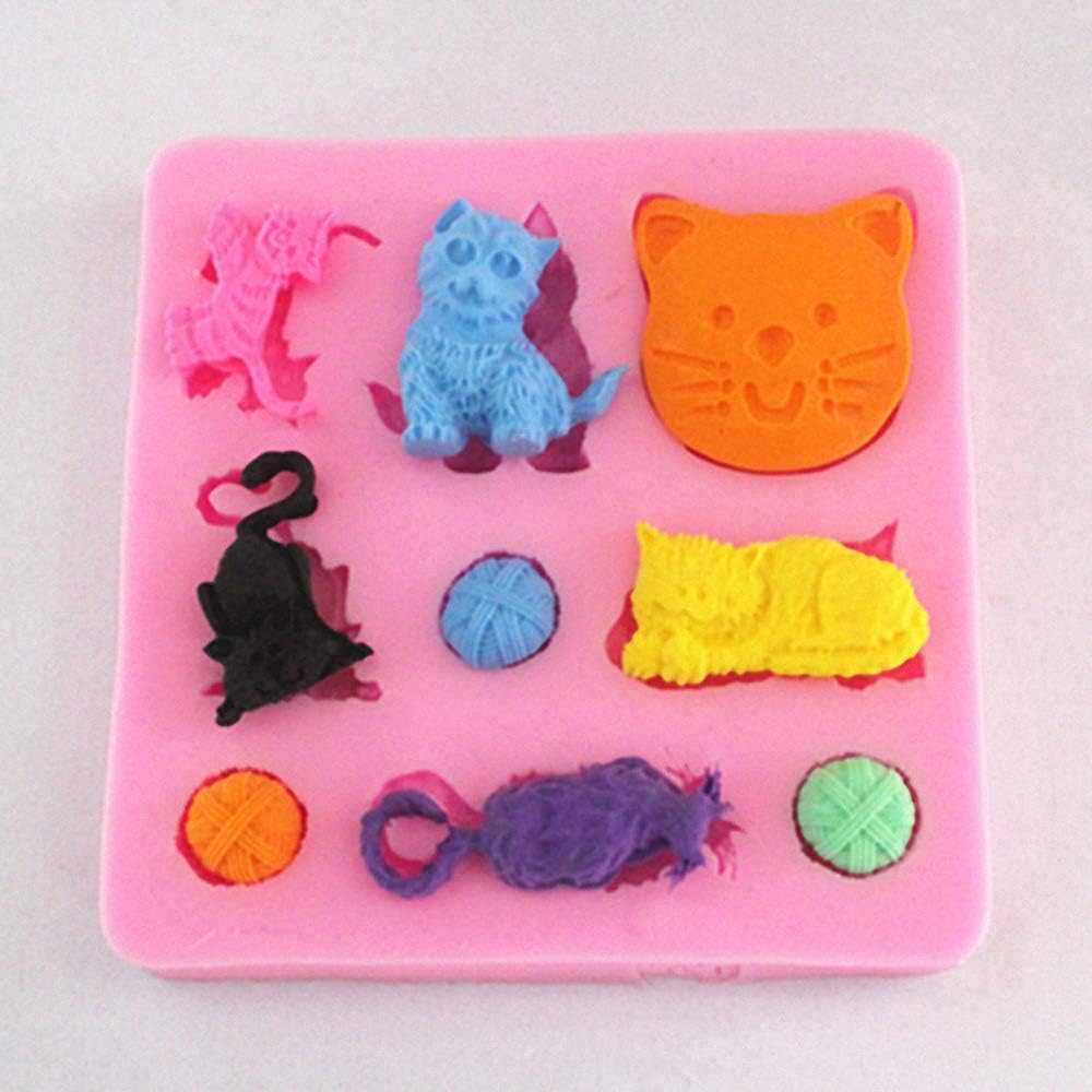 Molde de silicona con forma de gato pequeño, molde de pasta de goma para gatito, chocolate, caramelo, magdalena, herramientas de decoración de