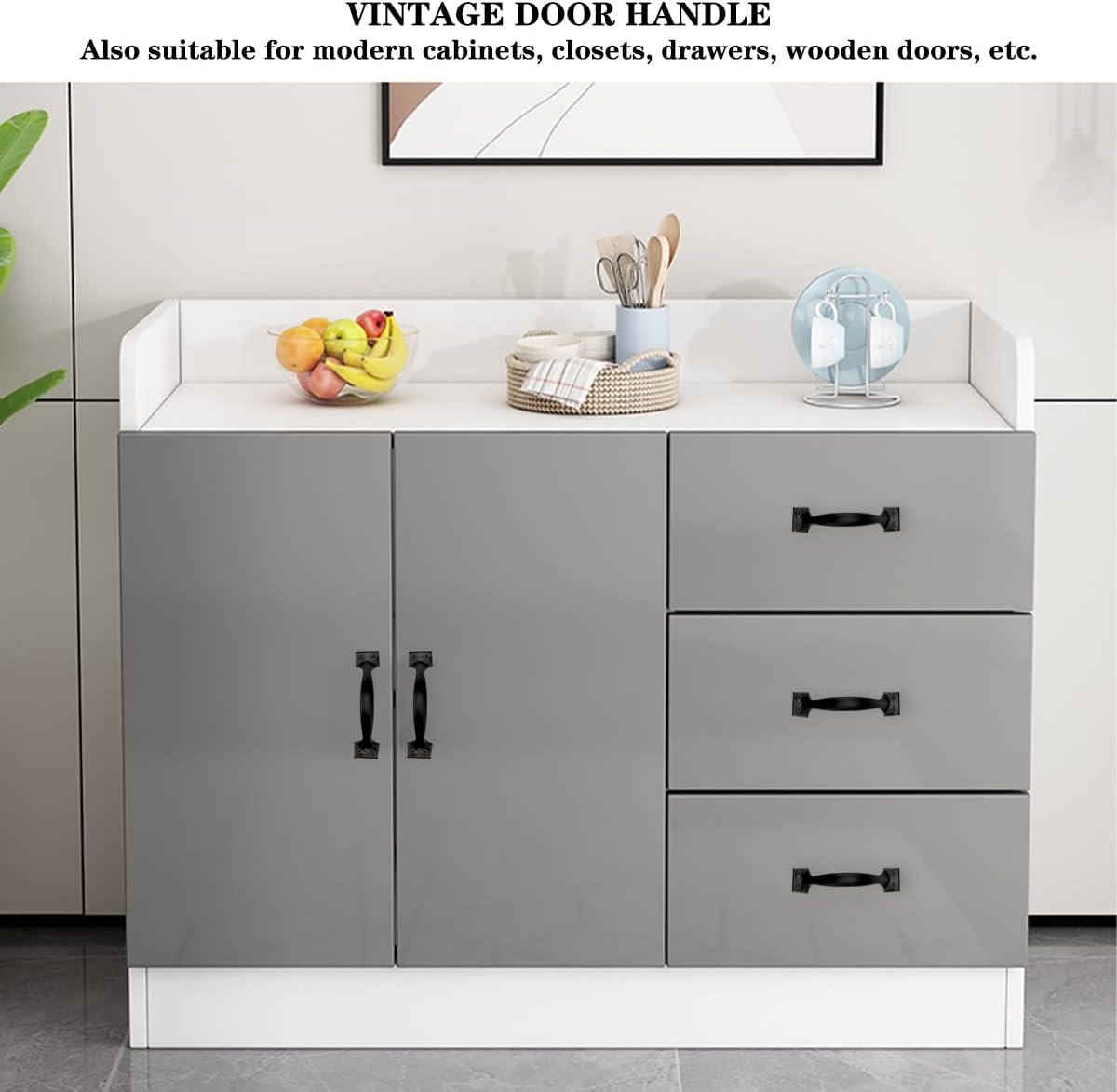 Juego de 10 manijas de puerta estilo granero, manijas de puerta vintage, manijas de metal negro y bronce de 6 pulgadas para armarios de cocina,